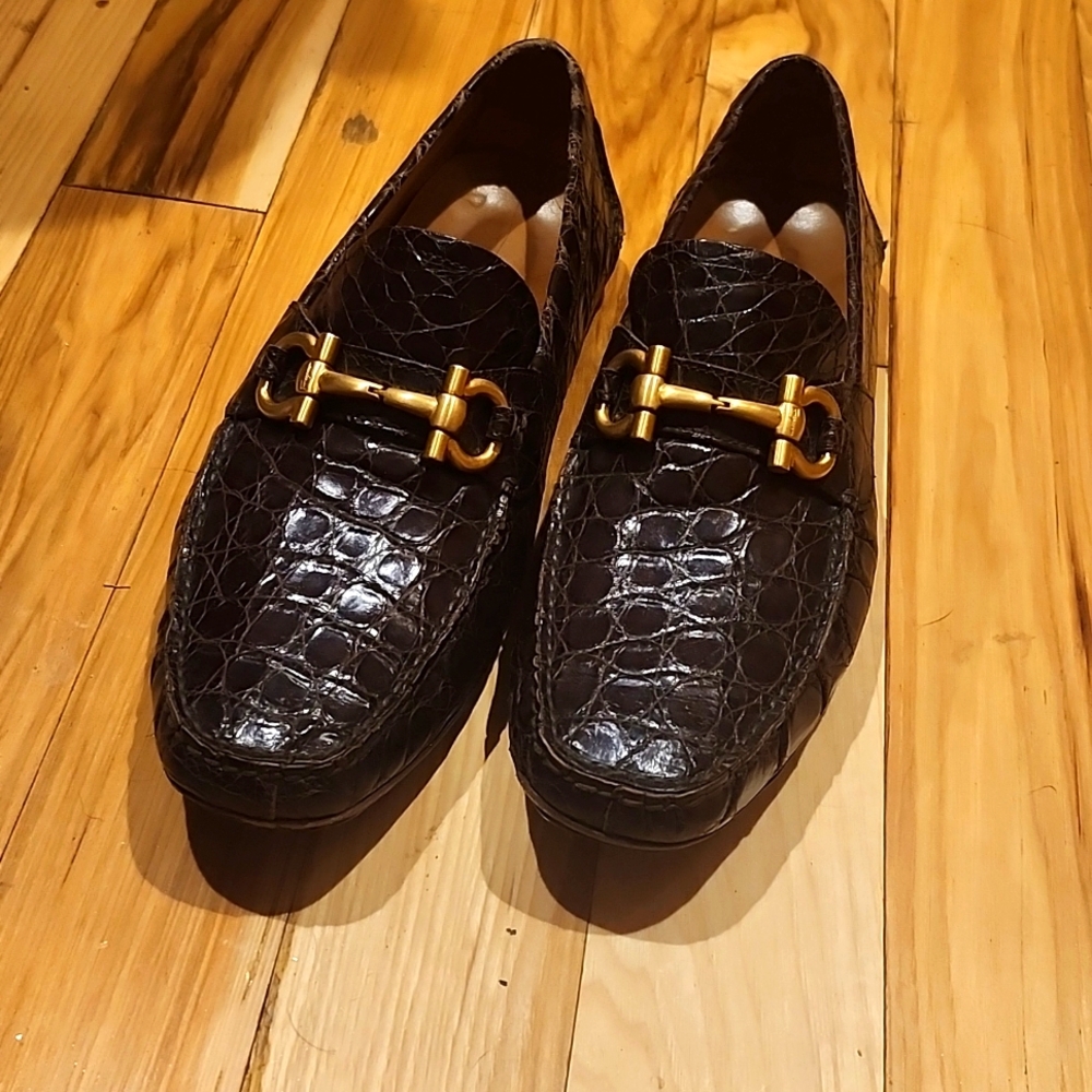 Salvatore Ferragamo Men's Dark Brown Crocodile Loafer 11D